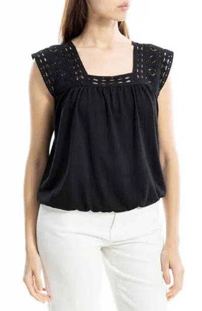 Max Studio Open Stitch Square Neck Top