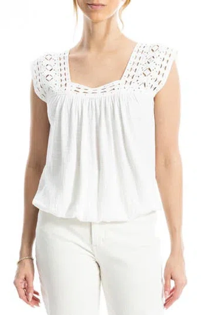 Max Studio Open Stitch Square Neck Top