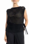 Max Studio Open Stitch Sweater Vest In Black