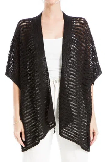 Max Studio Open Weave Cardigan In Black