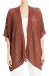Max Studio Open Weave Cardigan In Chestnut