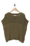 Max Studio Open Weave Dolman Sweater In Army