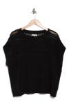 Max Studio Open Weave Dolman Sweater In Black