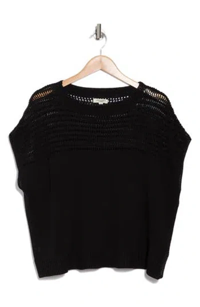 Max Studio Open Weave Dolman Sweater In Black
