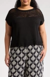 Max Studio Open Weave Dolman Sweater In Black