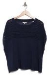 Max Studio Open Weave Dolman Sweater In Dark Navy