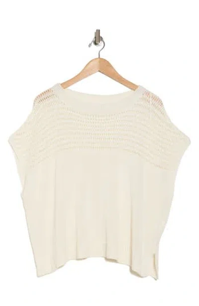 Max Studio Open Weave Dolman Sweater In Ivory