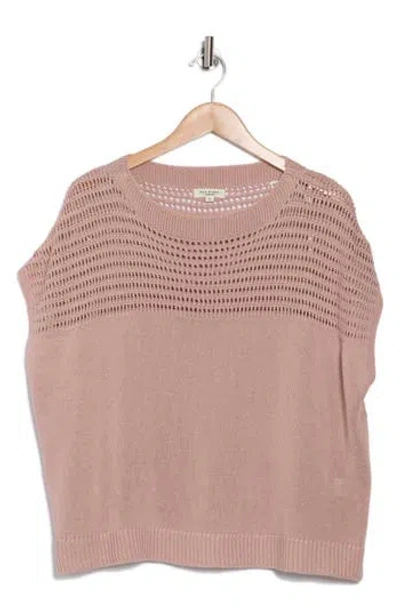 Max Studio Open Weave Dolman Sweater In Brown