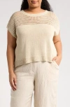 Max Studio Open Weave Dolman Sweater In Oyster