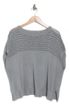 Max Studio Open Weave Dolman Sweater In Slate