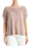 Max Studio Open Weave Dolman Tank In Mauve