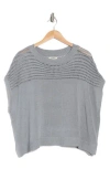 Max Studio Open Weave Linen-blend Top In Slate
