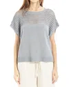 Max Studio Open Weave Linen-blend Top In Grey