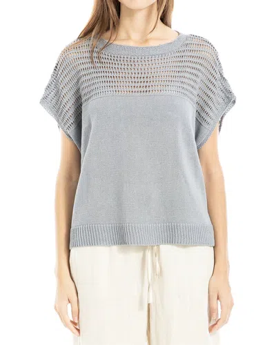 Max Studio Open Weave Linen-blend Top In Slate