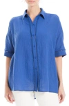 Max Studio Oversize Elbow Sleeve Button-up Shirt