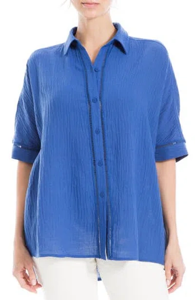 Max Studio Oversize Elbow Sleeve Button-up Shirt