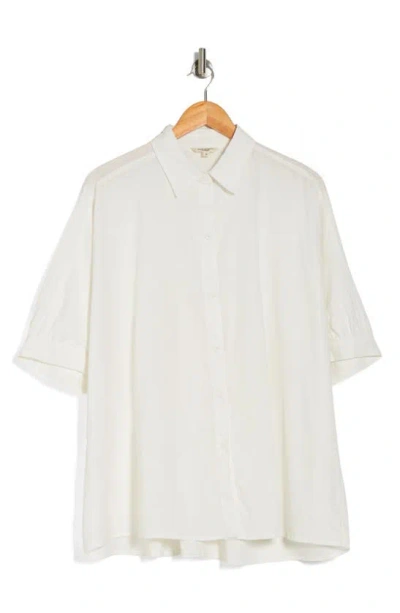 Max Studio Oversize Linen Blend Button-up Shirt In White