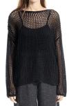 Max Studio Oversize Open Knit Sweater In Black