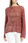 Max Studio Oversize Open Knit Sweater In Marsala