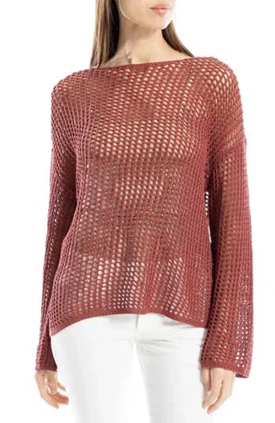 Max Studio Oversize Open Knit Sweater In Marsala