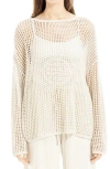 Max Studio Oversize Open Knit Sweater In Oyster