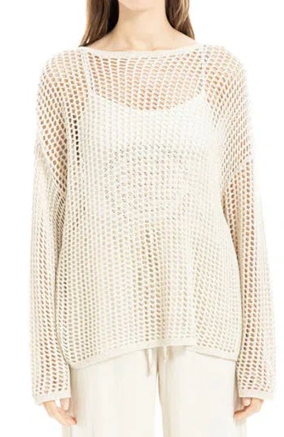 Max Studio Oversize Open Knit Sweater In Oyster