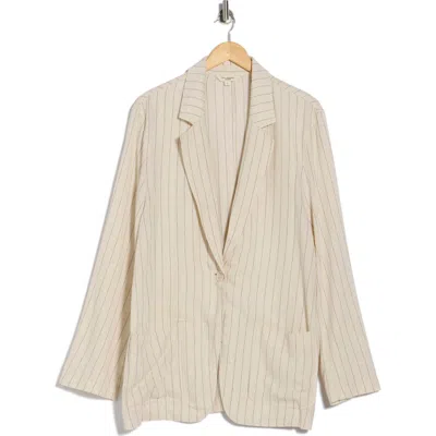 Max Studio Oversize Pinstripe One-button Blazer In Neutral
