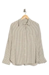 Max Studio Oversize Stripe Button-up Shirt In Brown