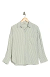 Max Studio Oversize Stripe Button-up Shirt In Green