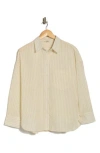 Max Studio Oversize Stripe Button-up Shirt In Yellow