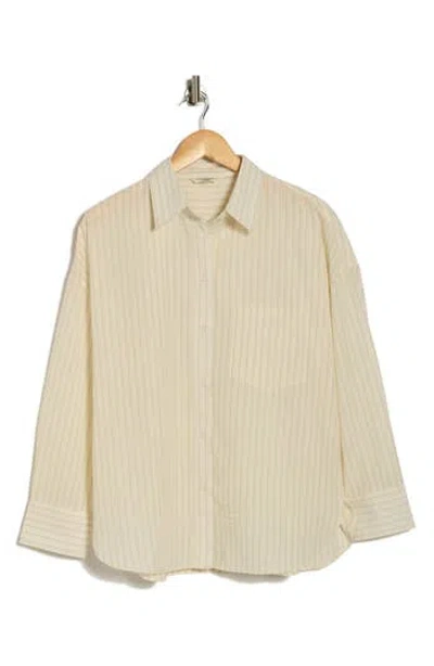 Max Studio Oversize Stripe Button-up Shirt In Yellow