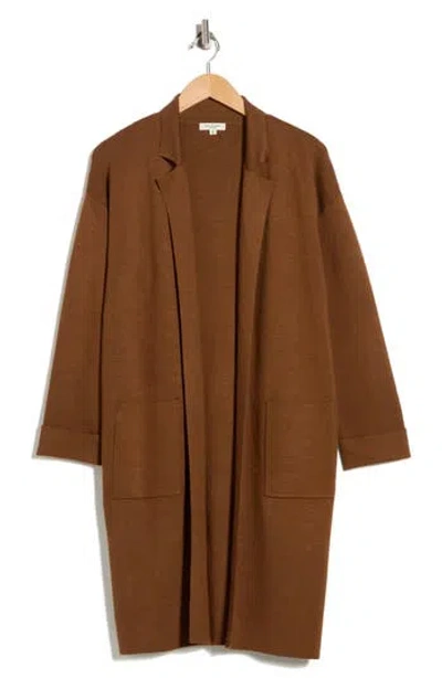 Max Studio Patch Pocket Long Cardigan In Brown