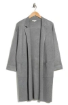 Max Studio Patch Pocket Long Cardigan In Gray