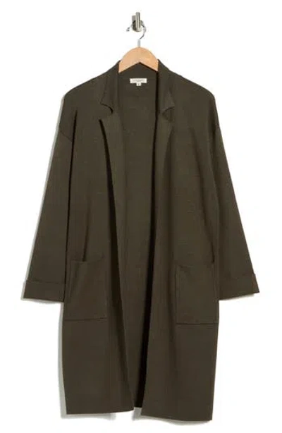 Max Studio Patch Pocket Long Cardigan In Green