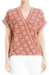 Max Studio Patterned Surplice Crepe Blouse In Pink