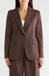 Max Studio Peak Lapel Blazer In Brown Melange