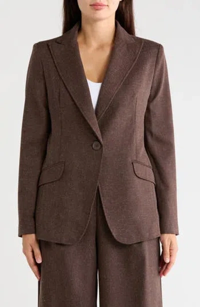 Max Studio Peak Lapel Blazer In Brown Melange