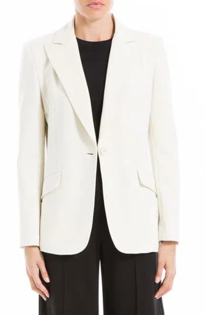 Max Studio Peak Lapel Double Knit Blazer In Cream