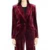 Max Studio Peak Lapel Velvet Blazer In Wine