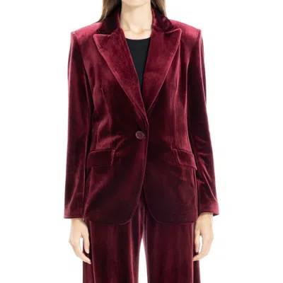 Max Studio Peak Lapel Velvet Blazer In Wine