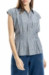 Max Studio Pin Tuck Pleat Button Front Shirt In Gray
