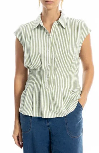 Max Studio Pin Tuck Pleat Button Front Shirt In Multi