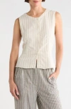 Max Studio Pinstripe Button Front Vest In Brown