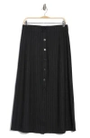 Max Studio Pinstripe Button-up Midi Skirt In Black/charcoal Pinstripe
