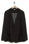 Max Studio Pinstripe Double Knit Blazer In Black/ivory Stripe