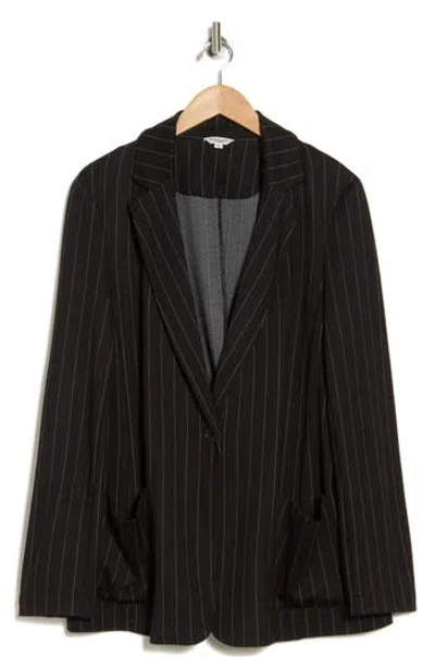 Max Studio Pinstripe Double Knit Blazer In Black