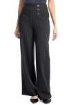 Max Studio Wide Leg Pant In Black/ivory Stripe