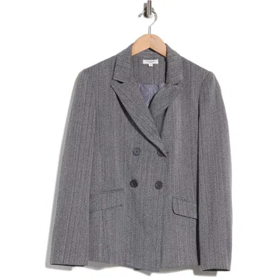 Max Studio Pinstripe Oversized Boyfriend Blazer In Charcoal/ Bronze Pinstripe