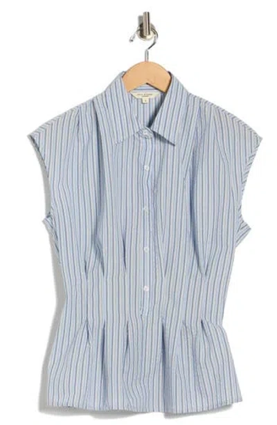 Max Studio Pinstripe Pleated Sleeveless Shirt