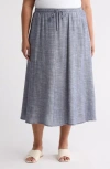 Max Studio Pinstripe Pocket Pull-on Skirt In Gray